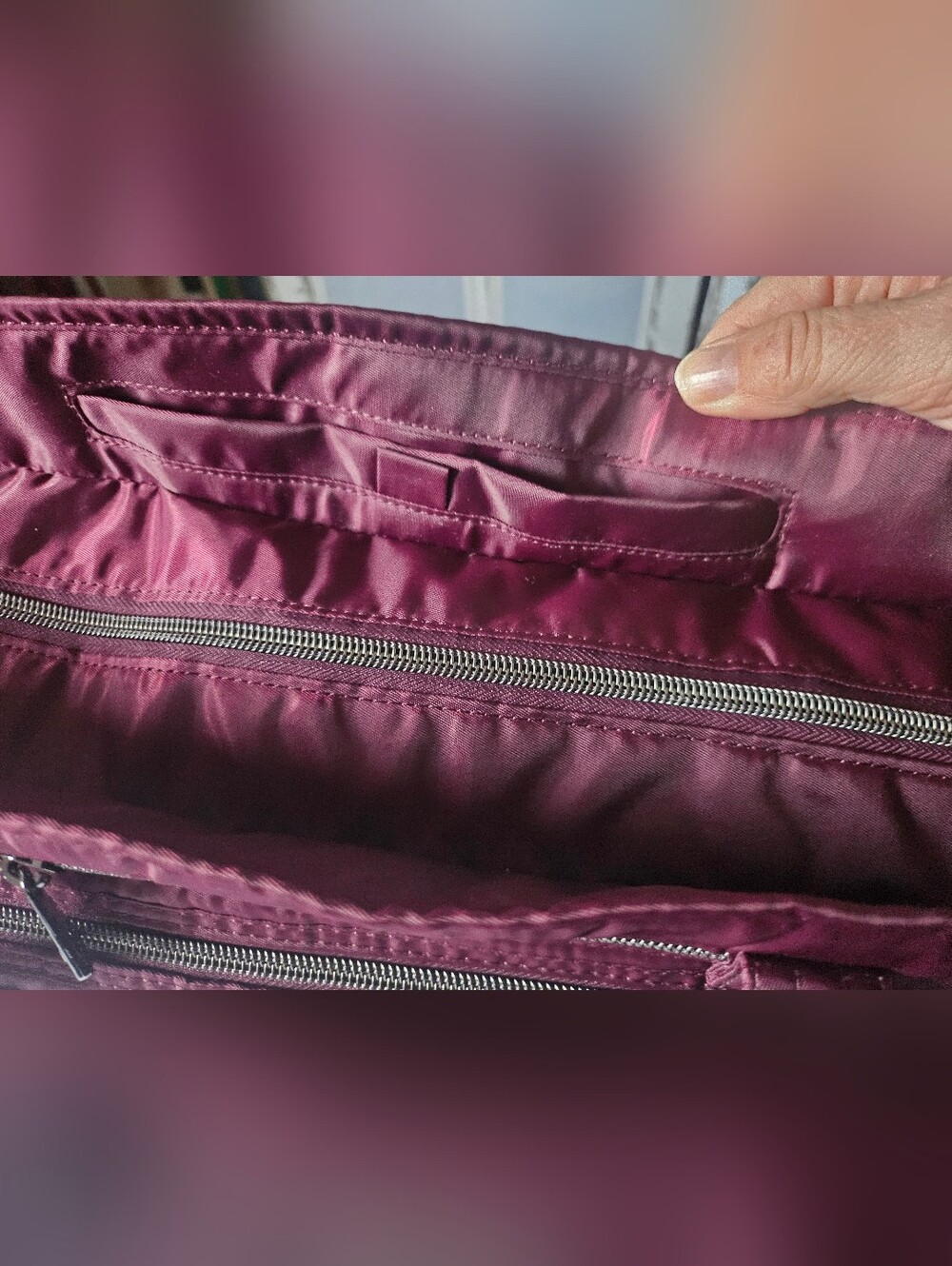 $120 Retail! Lug Avion SE Sherpa Letterman Tote In Wine - Preppy Bag - Picture 5 of 11